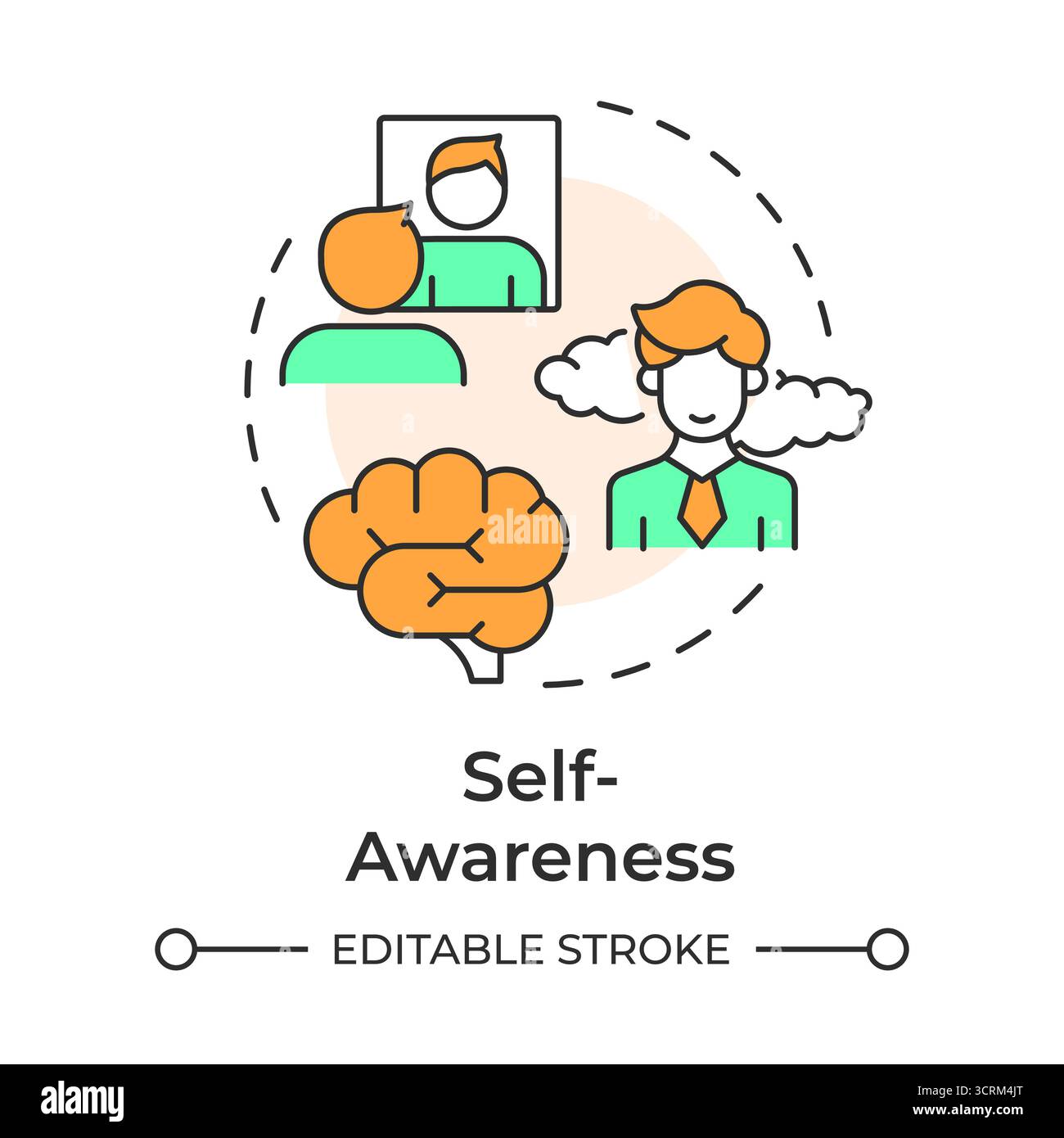 Self awareness multi color concept icon Stock Vector