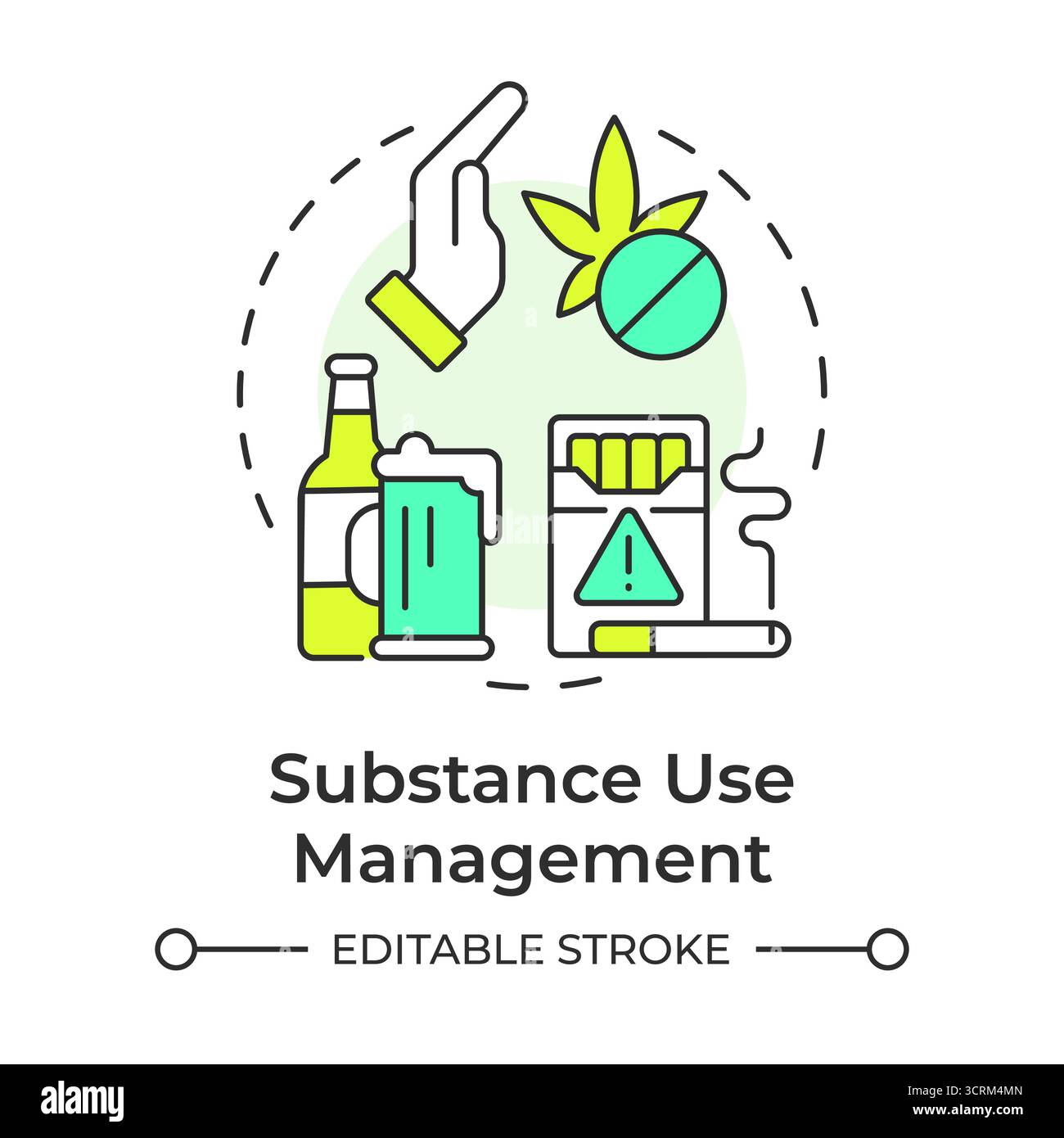 Substance use management multi color concept icon Stock Vector