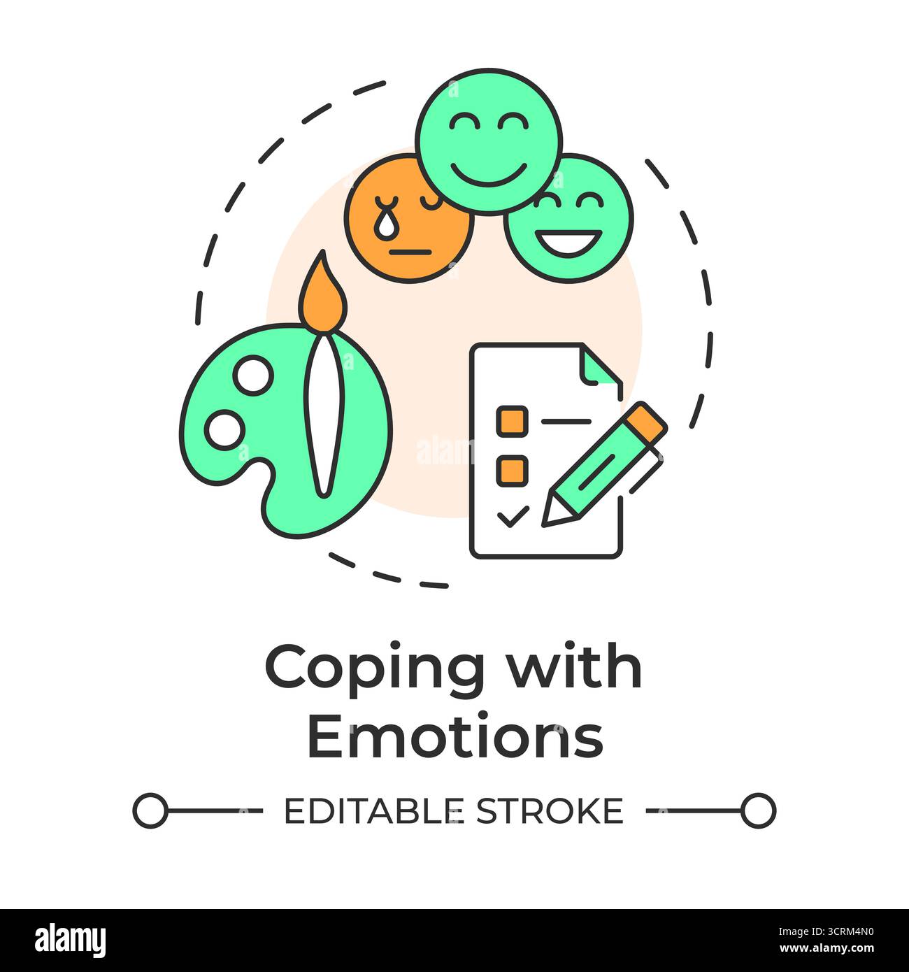 Coping with emotions multi color concept icon Stock Vector