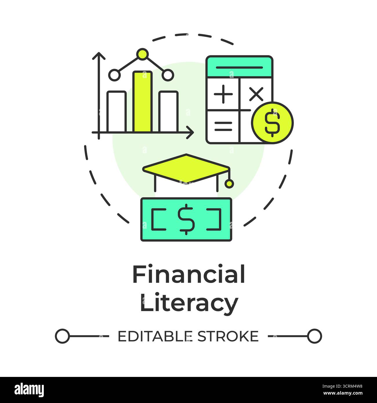 Financial literacy multi color concept icon Stock Vector