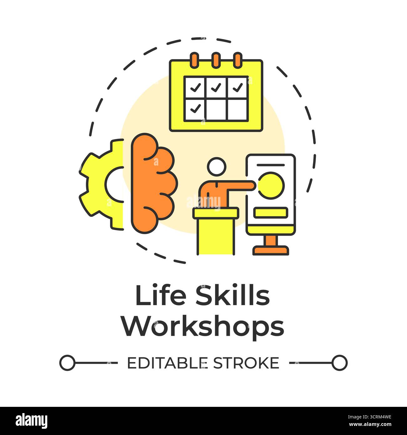 Life skills workshops multi color concept icon Stock Vector