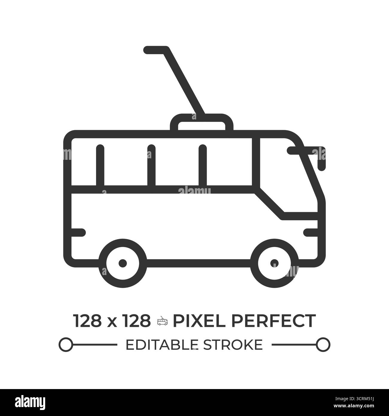 Trolleybus pixel perfect line icon Stock Vector