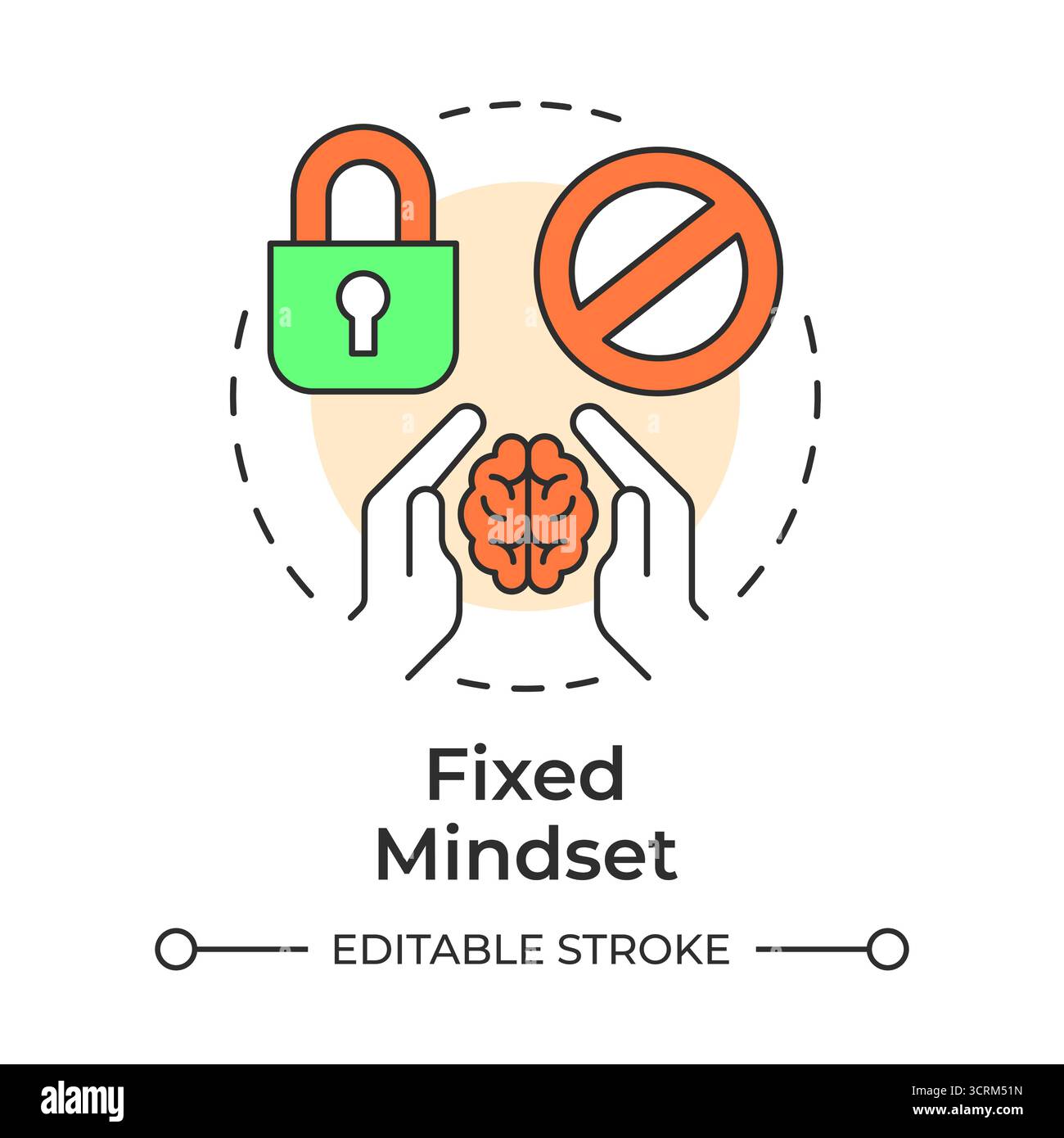Fixed mindset multi color concept icon Stock Vector