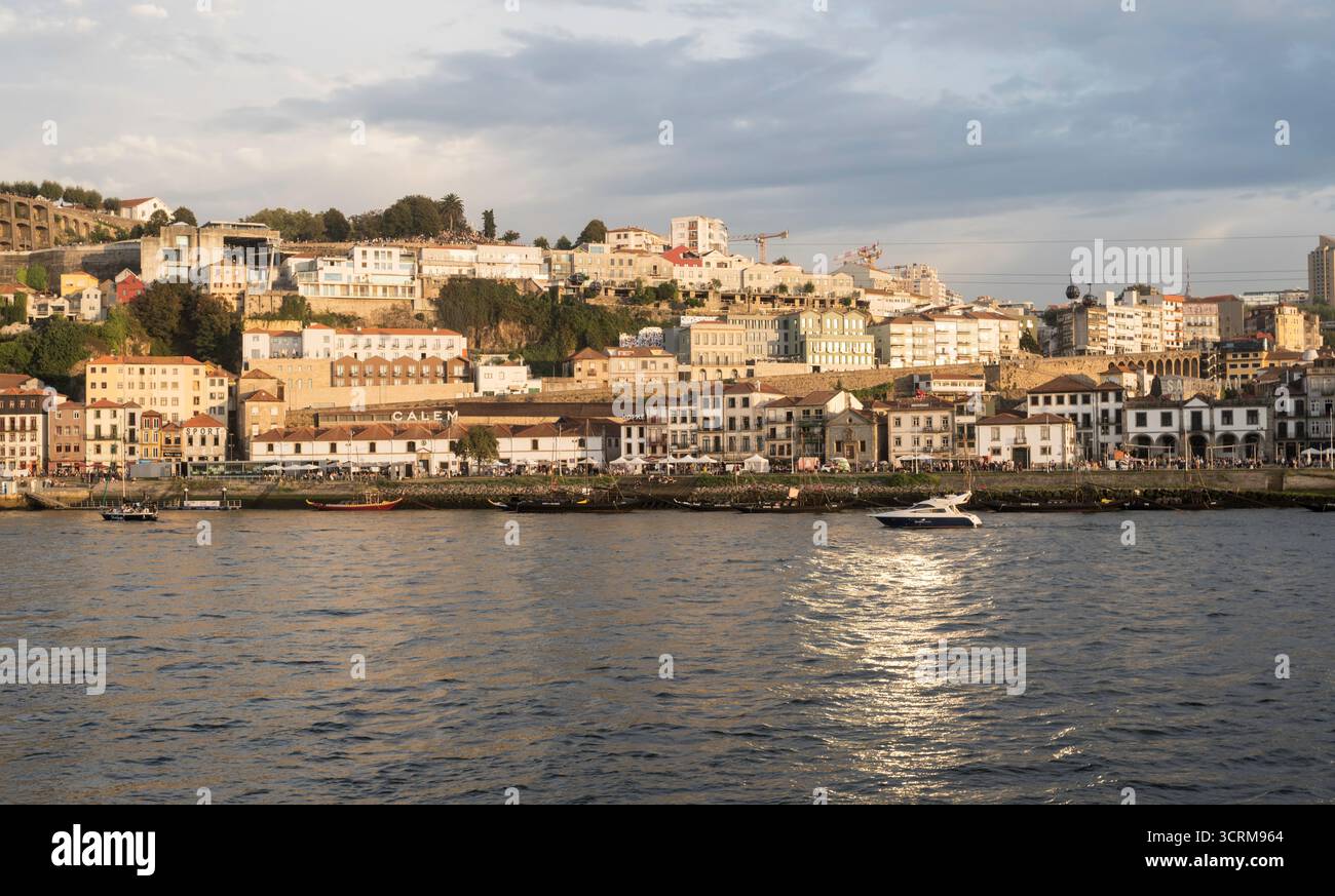 Vila Nova de Gaia  seen across the river Duoro in Porto, Portugal Stock Photo