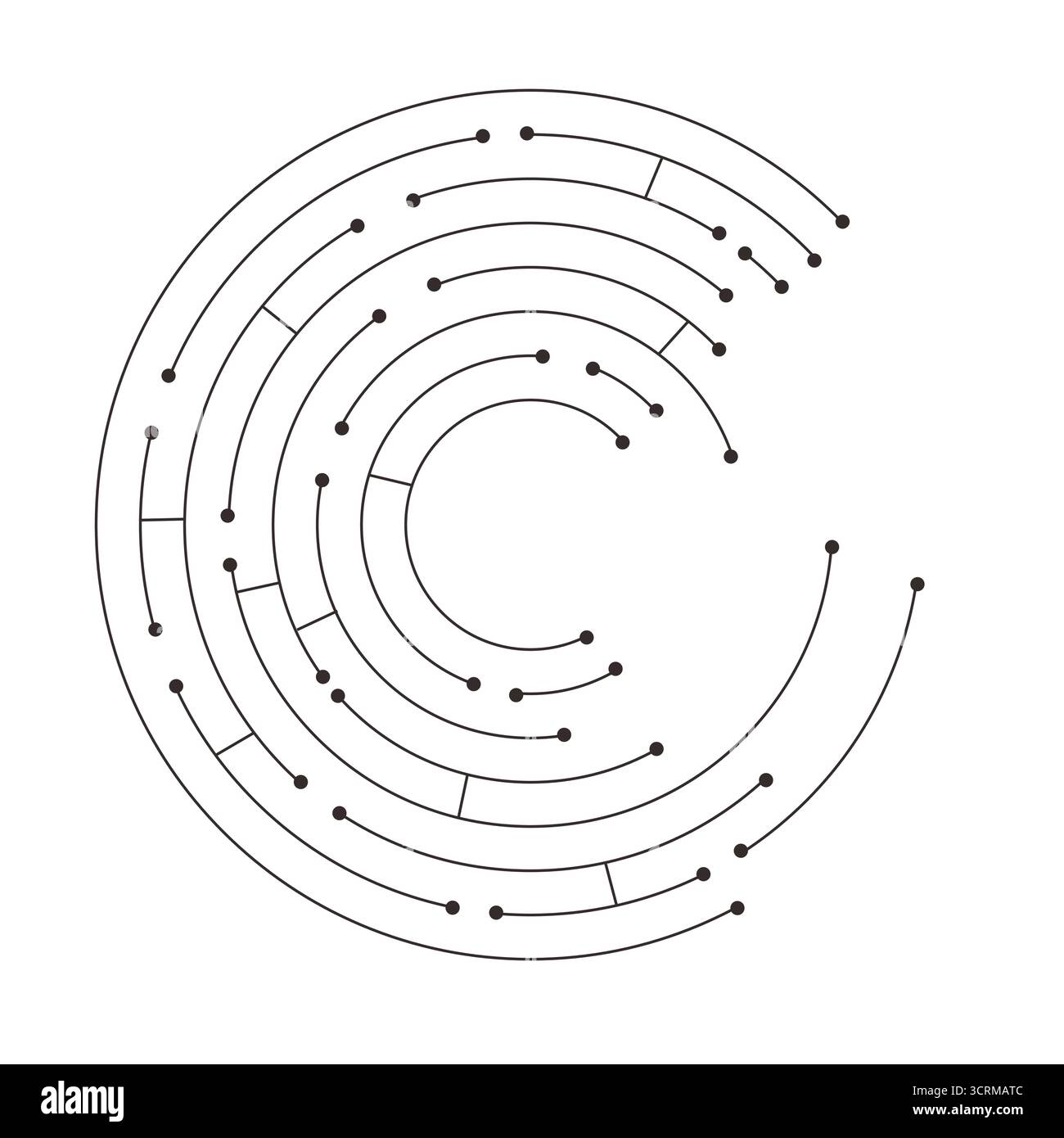 Circuit board circle line dots connection. Motherboard electronic technology data, electrical board, cpu. Programming science, computer system elements. Vector illustration Stock Vector