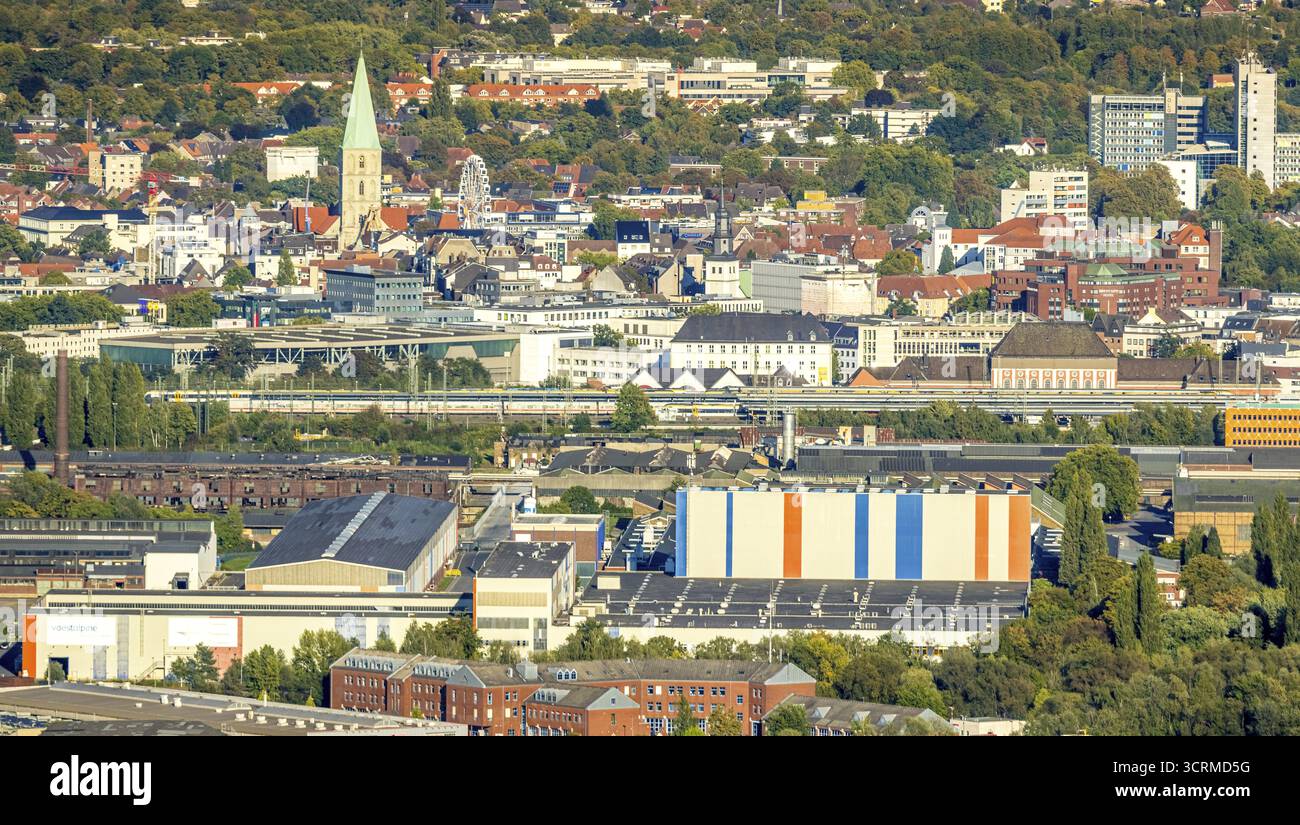 Aerial view, harbour with Voestalpine Boeler and view to the city with ...