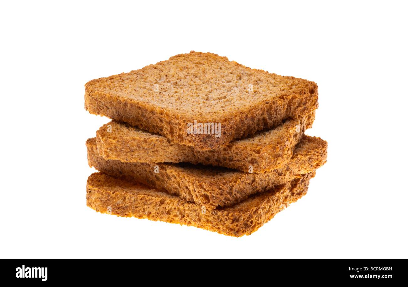 Rye croutons isolated on white background Stock Photo
