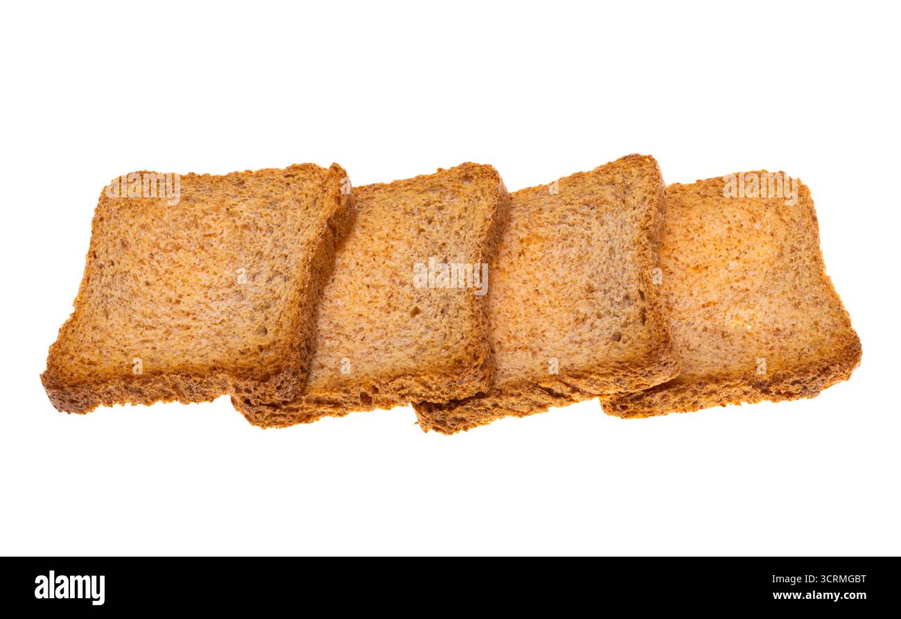 Rye croutons isolated on white background Stock Photo