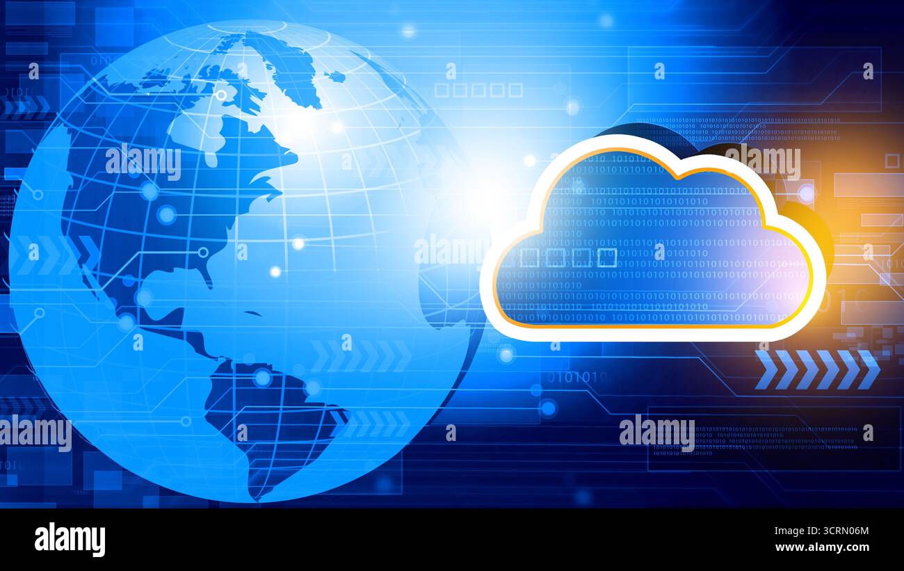 Cloud computing concept background.world with cloud icon ...
