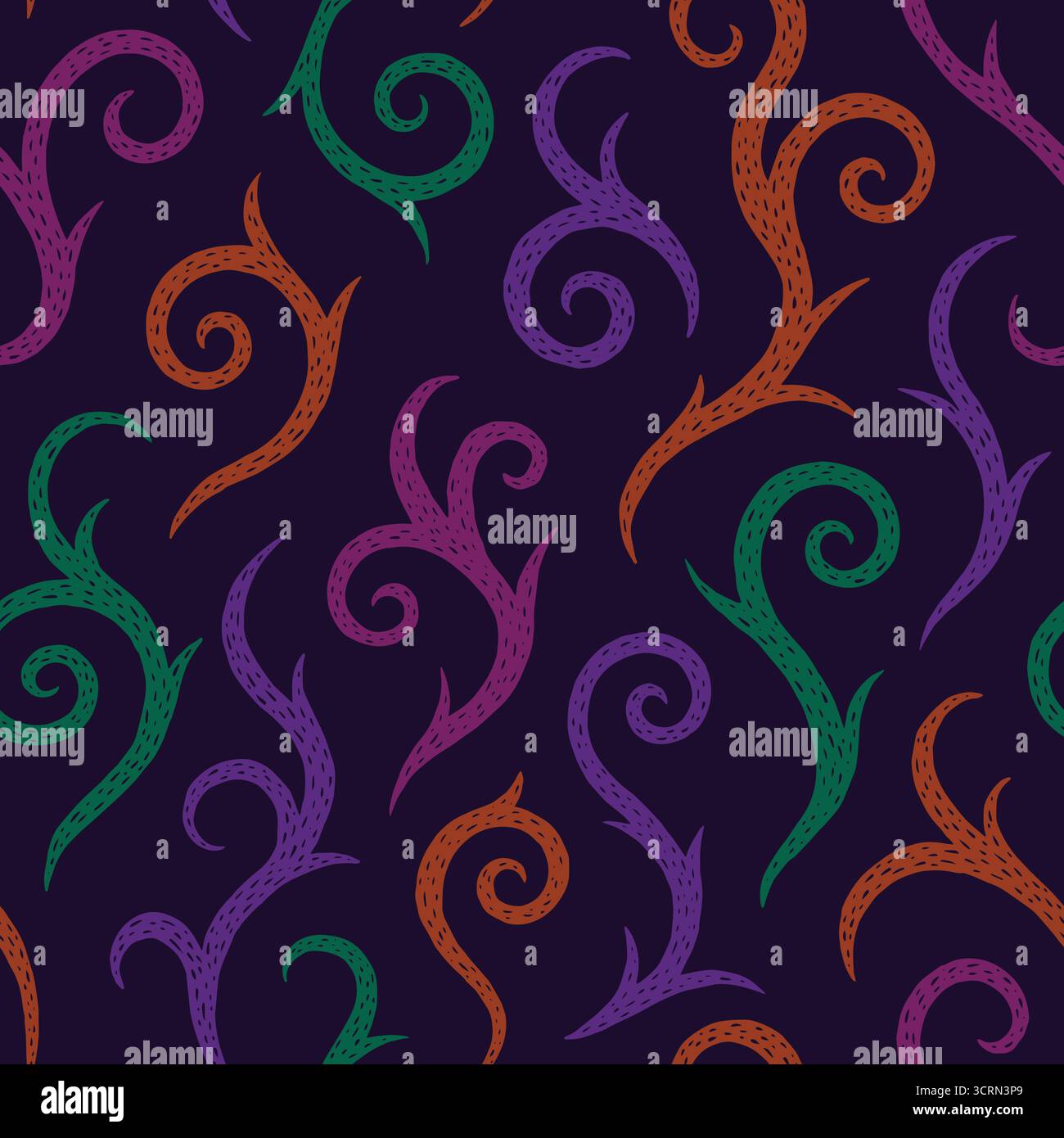 Abstract tribal swirls seamless pattern. Vector illustration flat design background. Stock Vector