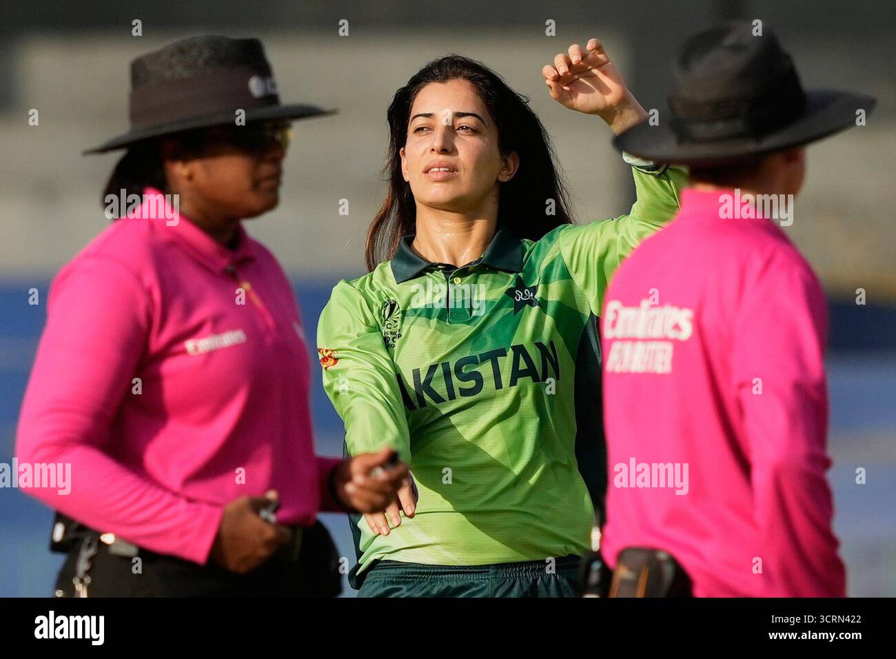 Pakistan's Aliya Riaz rests during the ICC Women's Cricket World Cup ...