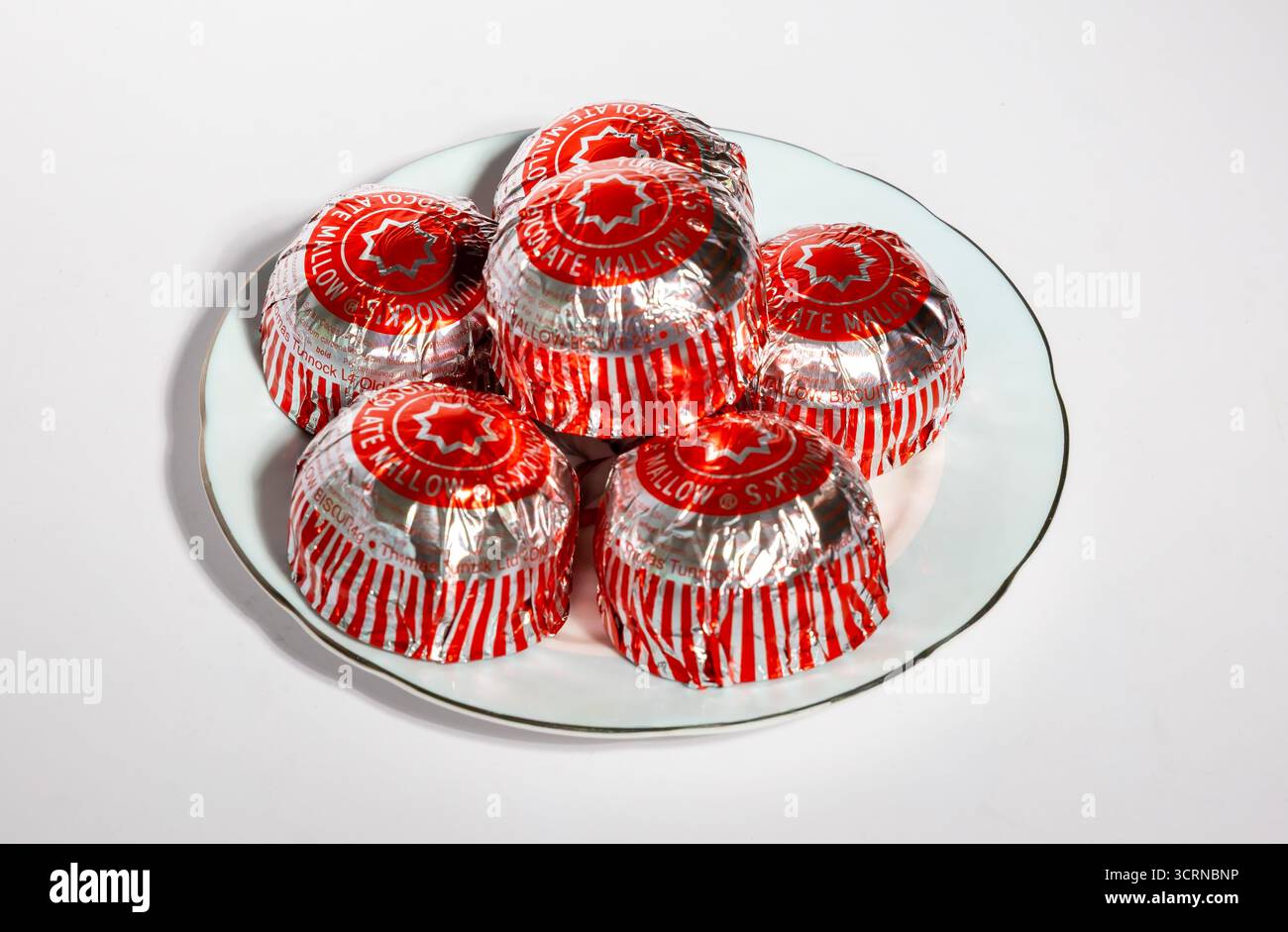 Tunnock's Tea cakes is a traditional Chocolate and Marshmallow Cake Stock Photo