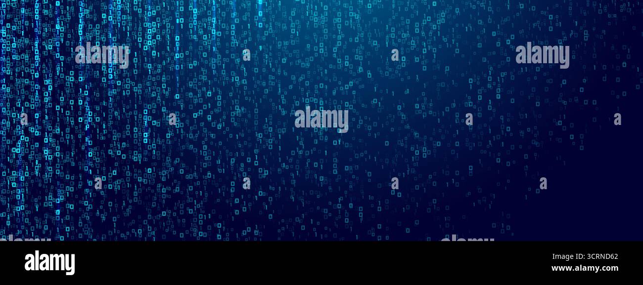 binary code rain background. Futuristic matrix style with data stream Stock Vector