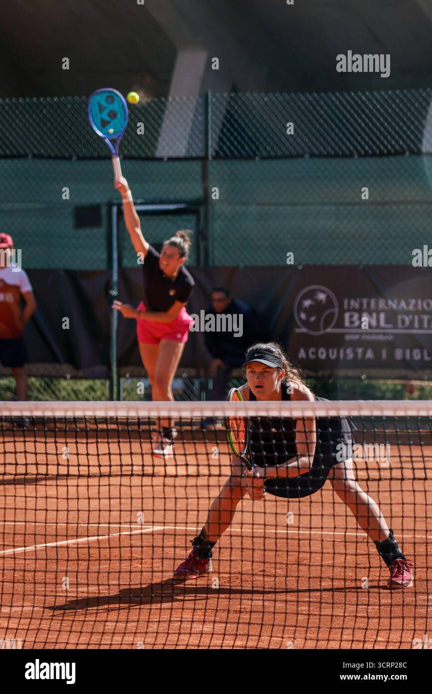 Double Jesika Maleckova and Miriam Skoch vs Nicole Fossa Huergo and Ekaterine Gorgodze during the Internazionali di Calabria 2025 WTA 125 tennis match at Chiappetta Sport Village, Rende (Cosenza), Italy. Stock Photo