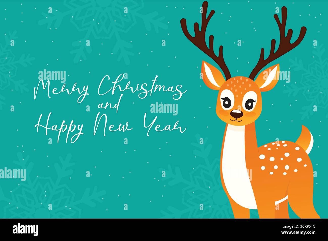 Christmas card with cute reindeer vector illustration Stock Vector ...