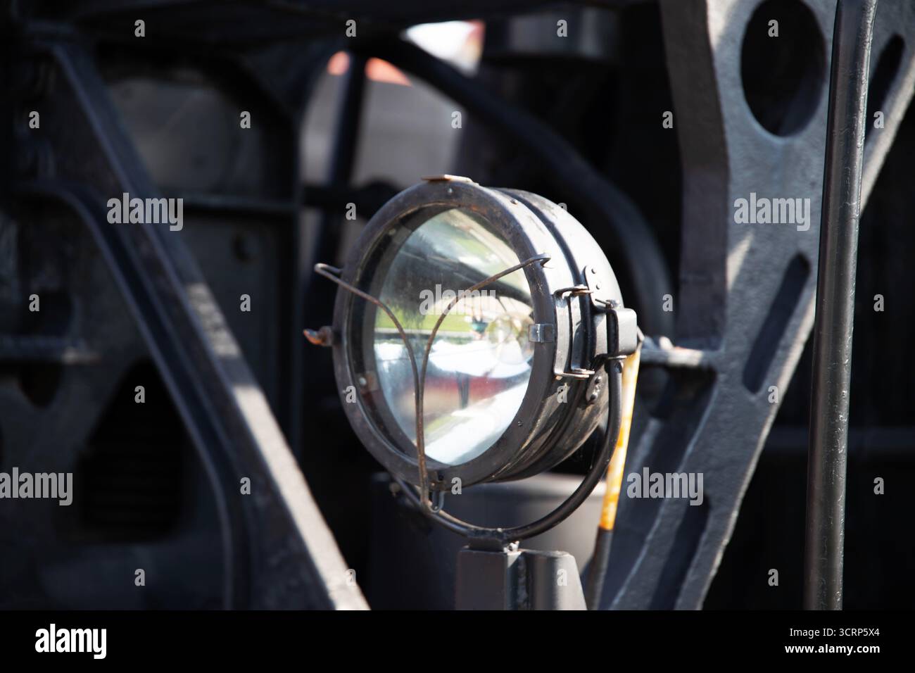 headlights on an old train, close-up Stock Photo