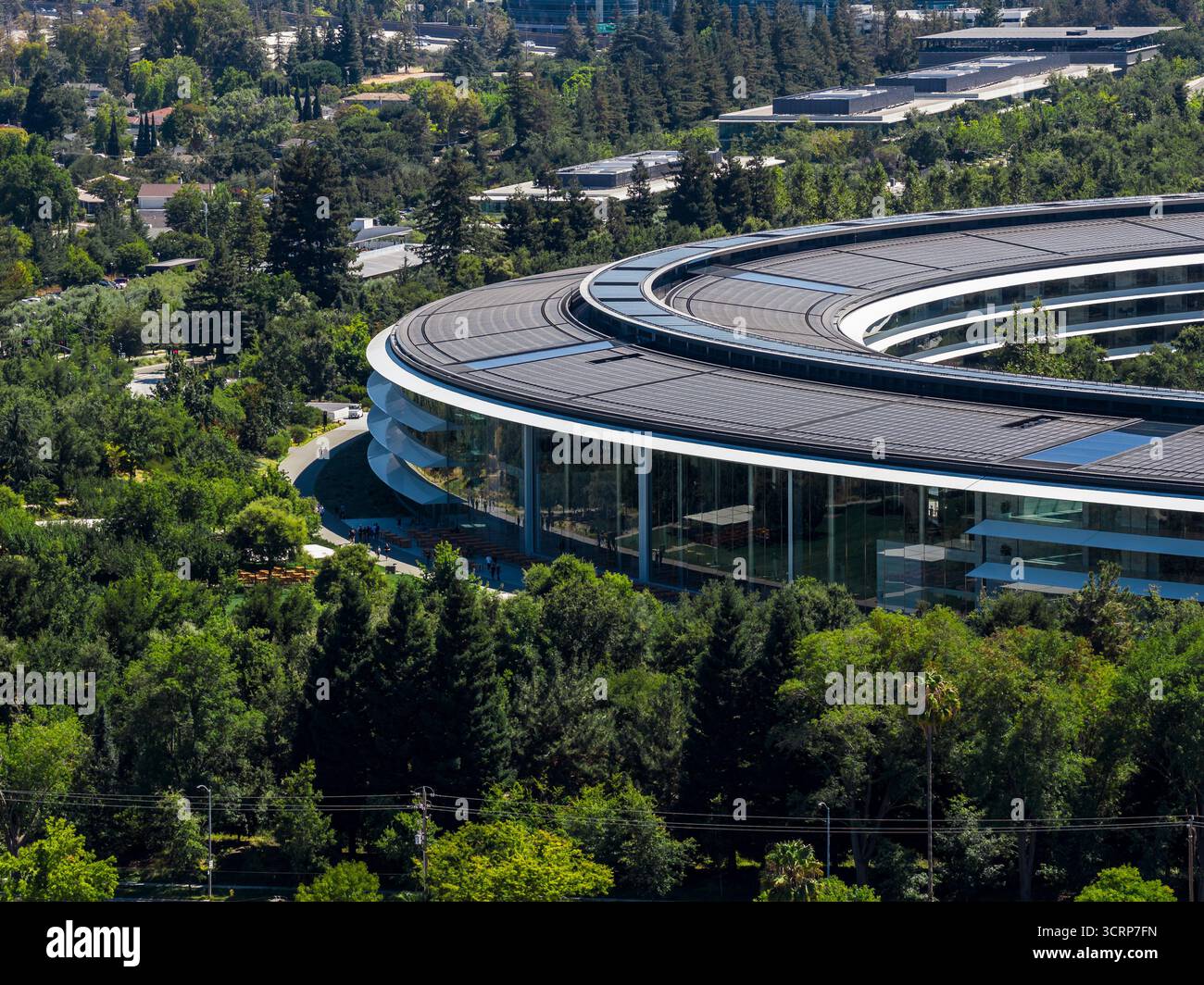 Aerial View Of Apple Park Headquarters In Cupertino California Stock aerial-view-of-apple-park-headquarters-in-cupertino-california-stock
