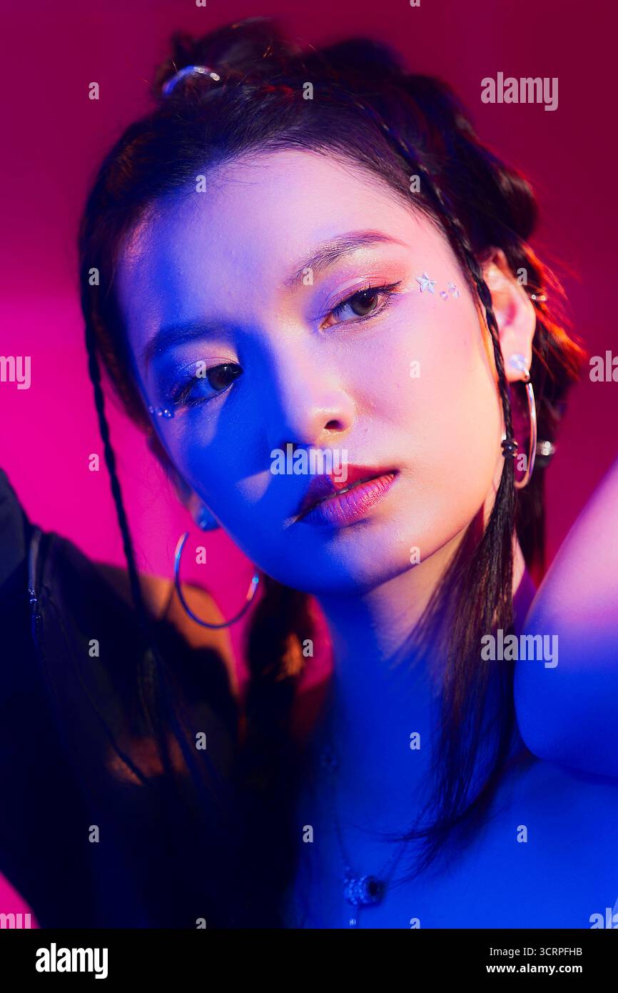 Portrait of a Female Chinese Mode taken with Sony's new FE 50-150mm F2 GM Stock Photo