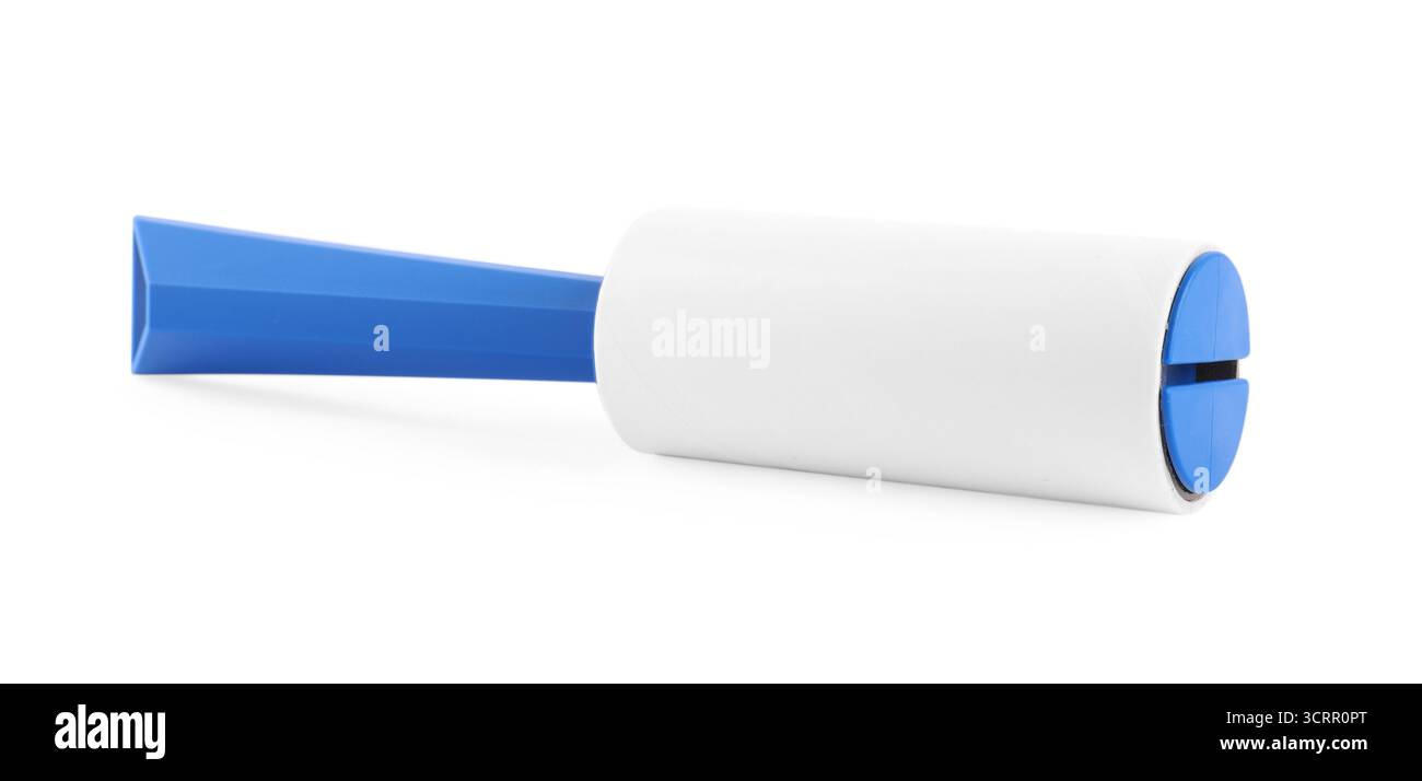 One sticky lint roller isolated on white Stock Photo