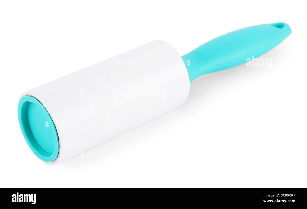 One sticky lint roller isolated on white Stock Photo