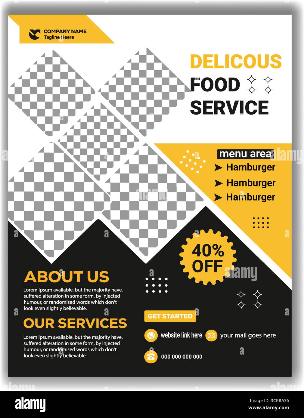 Creative Cafe Menu Flyer Template | Modern Fast Food Restaurant Promotion Poster Stock Vector