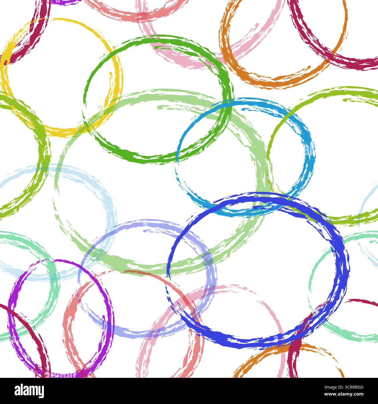 Abstract background with colored chalk circle on white background. Hand drawn colored circles. Seamless pattern. Stock Vector