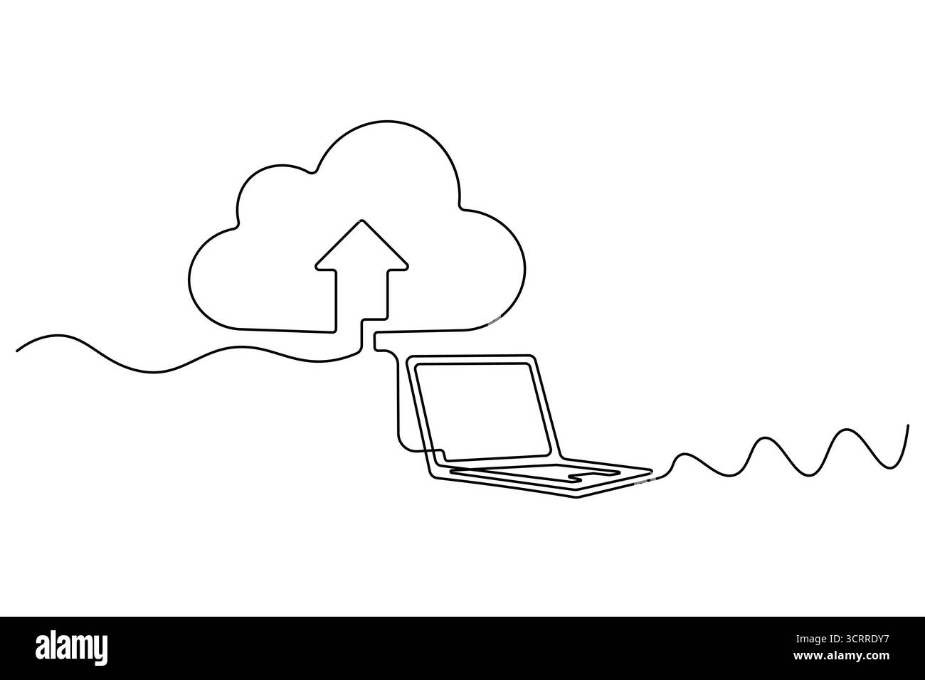 Continuous Line Cloud Computing Icon  Cloud Storage and Data Backup Vector Stock Vector