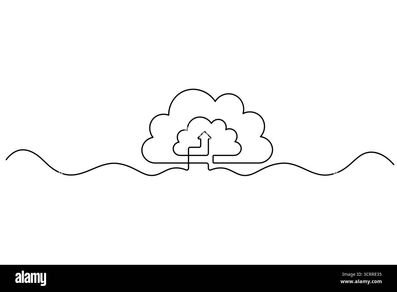 Continuous Line Cloud Computing Icon  Cloud Storage and Data Backup Vector Stock Vector