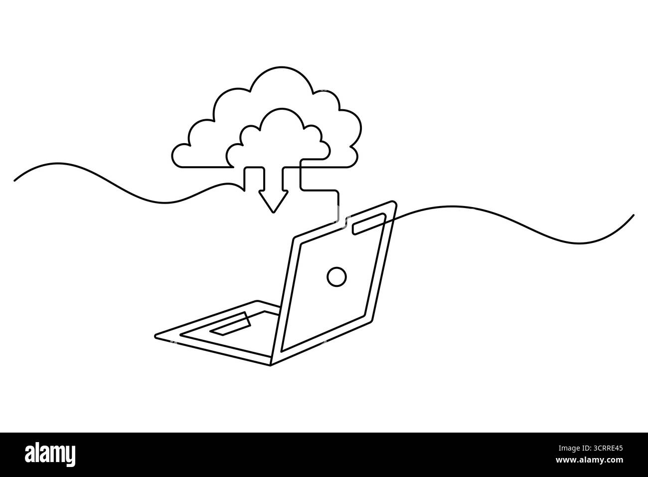 Continuous Line Cloud Computing Icon  Cloud Storage and Data Backup Vector Stock Vector