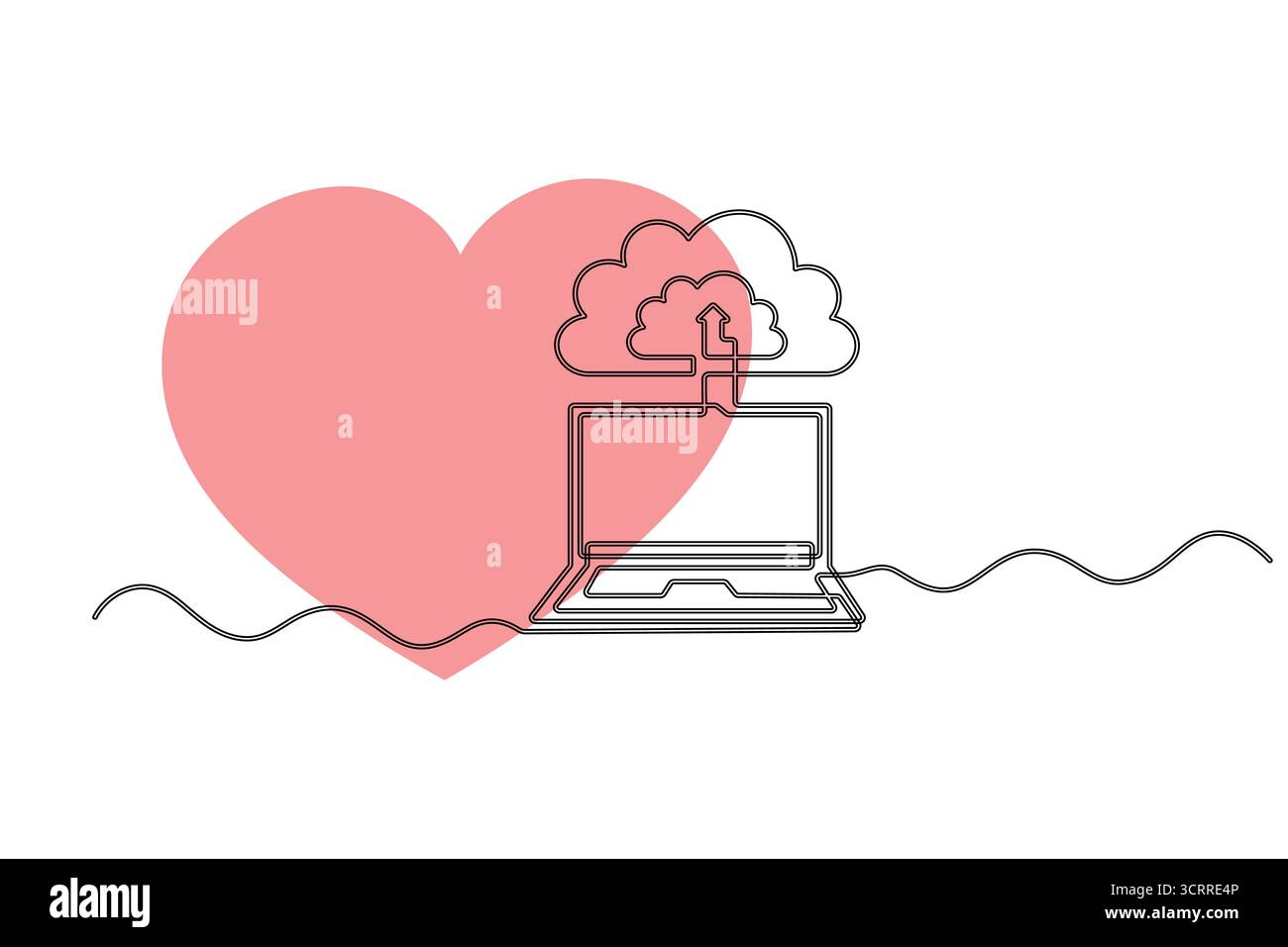 Continuous Line Cloud Computing Icon  Cloud Storage and Data Backup Vector Stock Vector