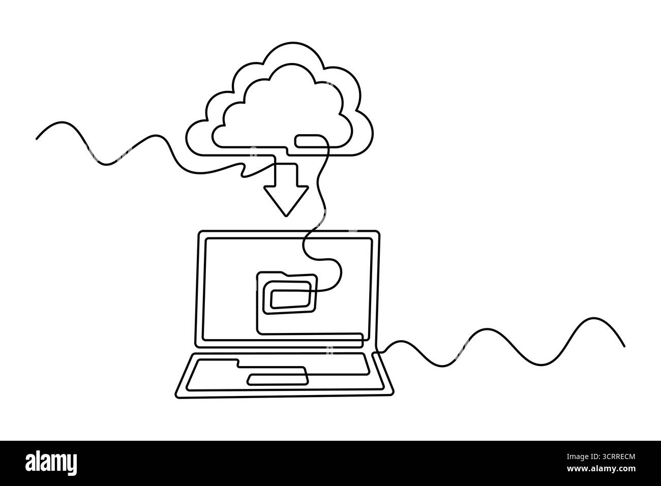 Continuous Line Cloud Computing Icon  Cloud Storage and Data Backup Vector Stock Vector