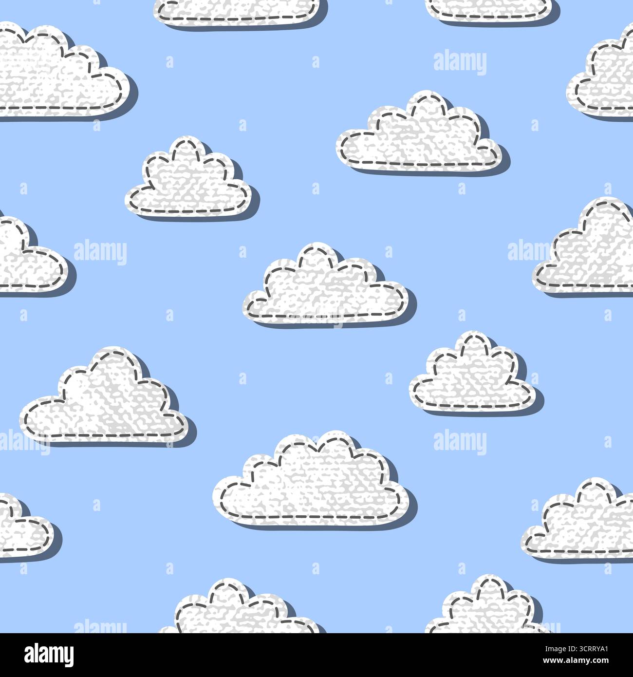 Seamless cartoon clouds pattern. Vector sky illustration Stock Vector