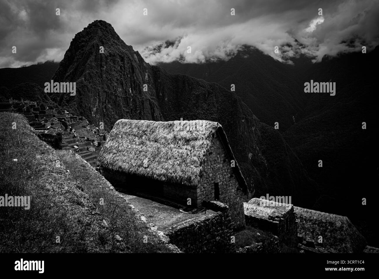 Machu picchu peru inca trail ruins view Black and White Stock Photos ...