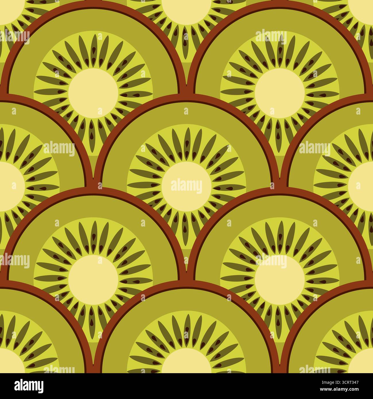 Kiwi slices seamless tropical fruit pattern vector illustration Stock Vector