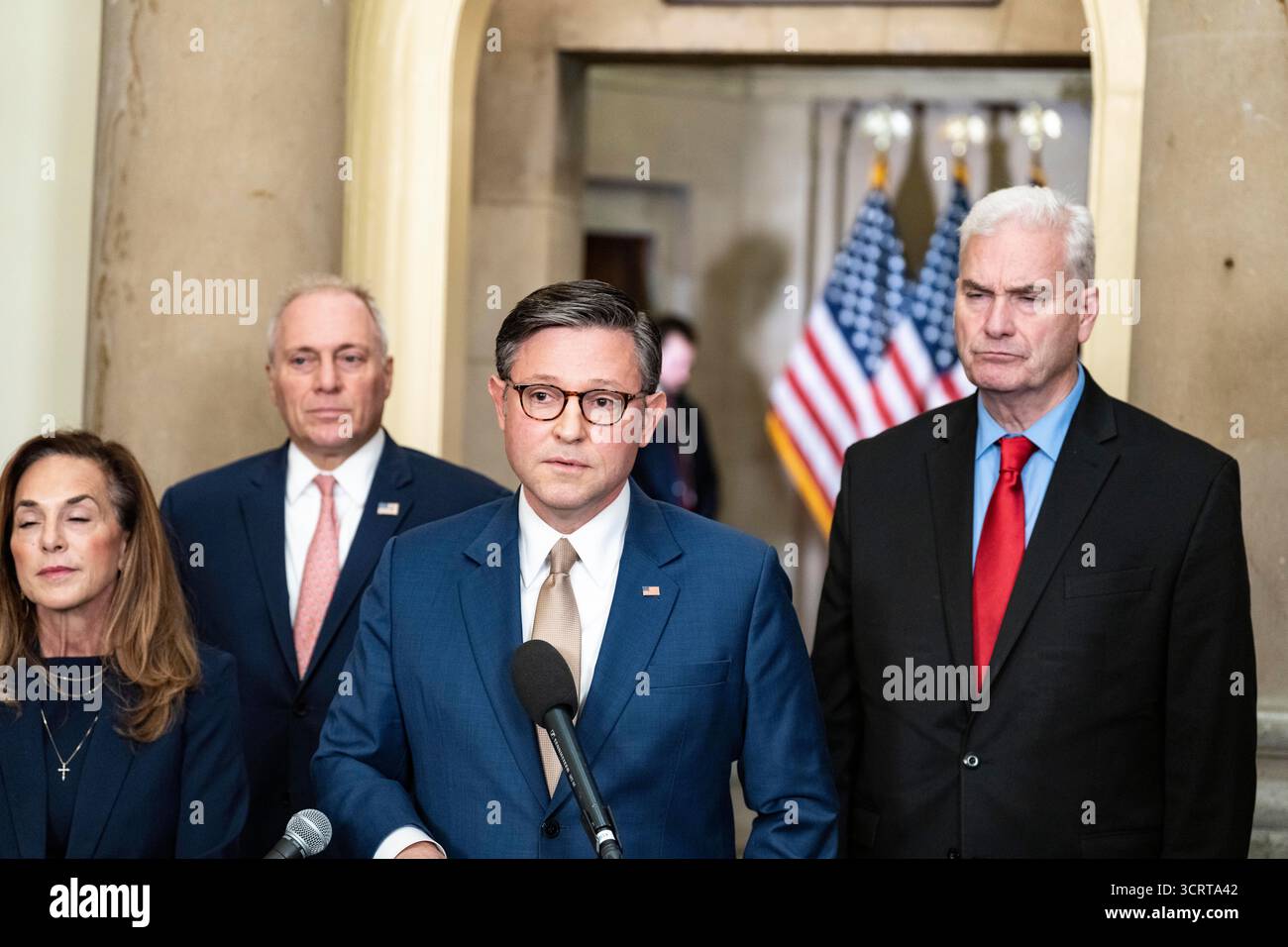 Republican Reporters Speaker of the United States House of Representatives Mike Johnson ...