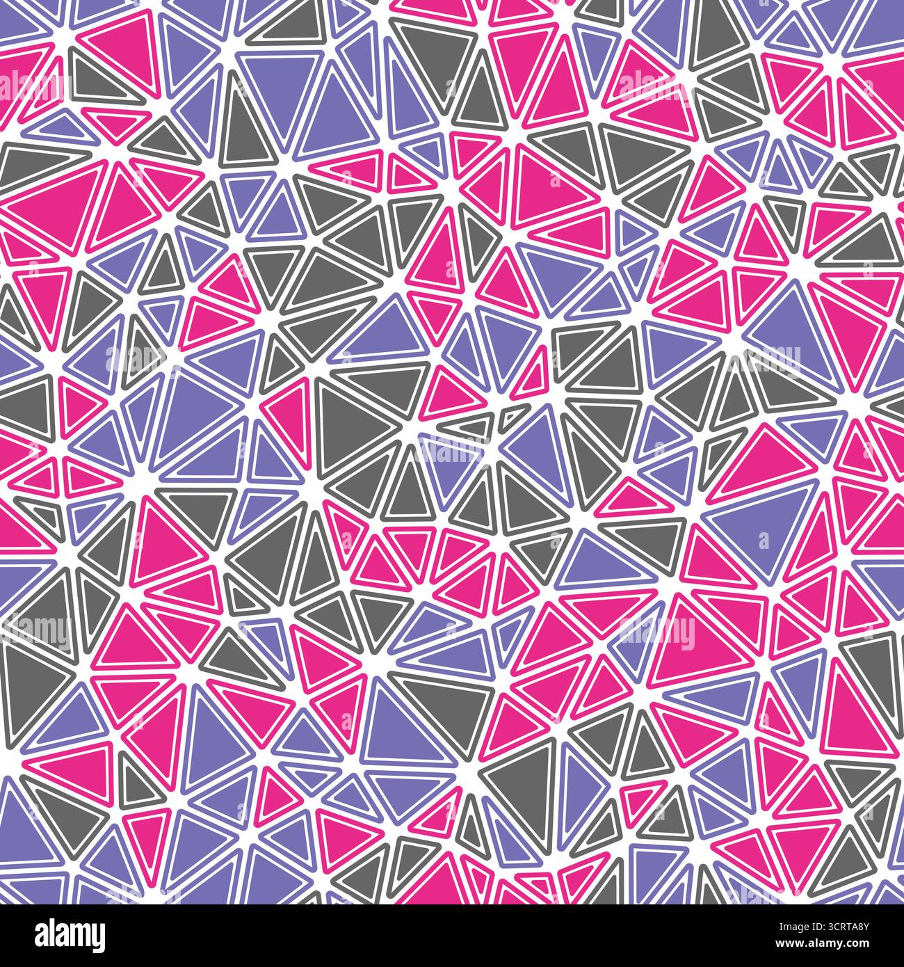 Vector science background. Rounded solid shapes in frames. Compact triangles size. Multiple colors style. Repeatable pattern. Trending vector tiles. Stock Vector