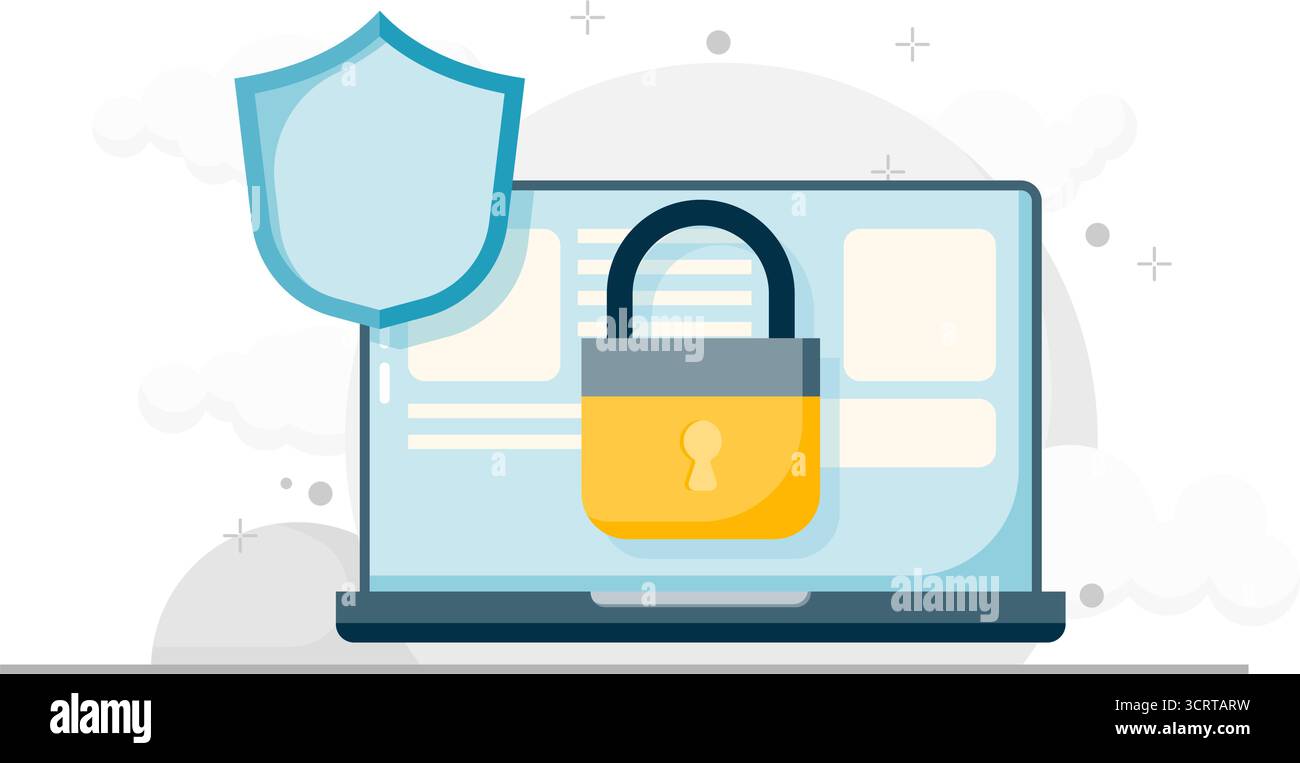 The laptop is locked with a password Stock Vector