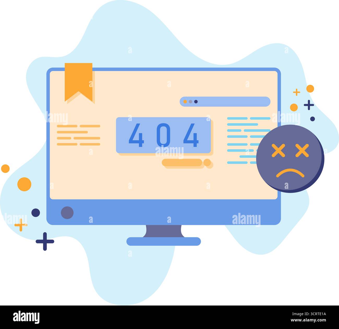 error code 404 on computer and problematic internet connection Stock Vector