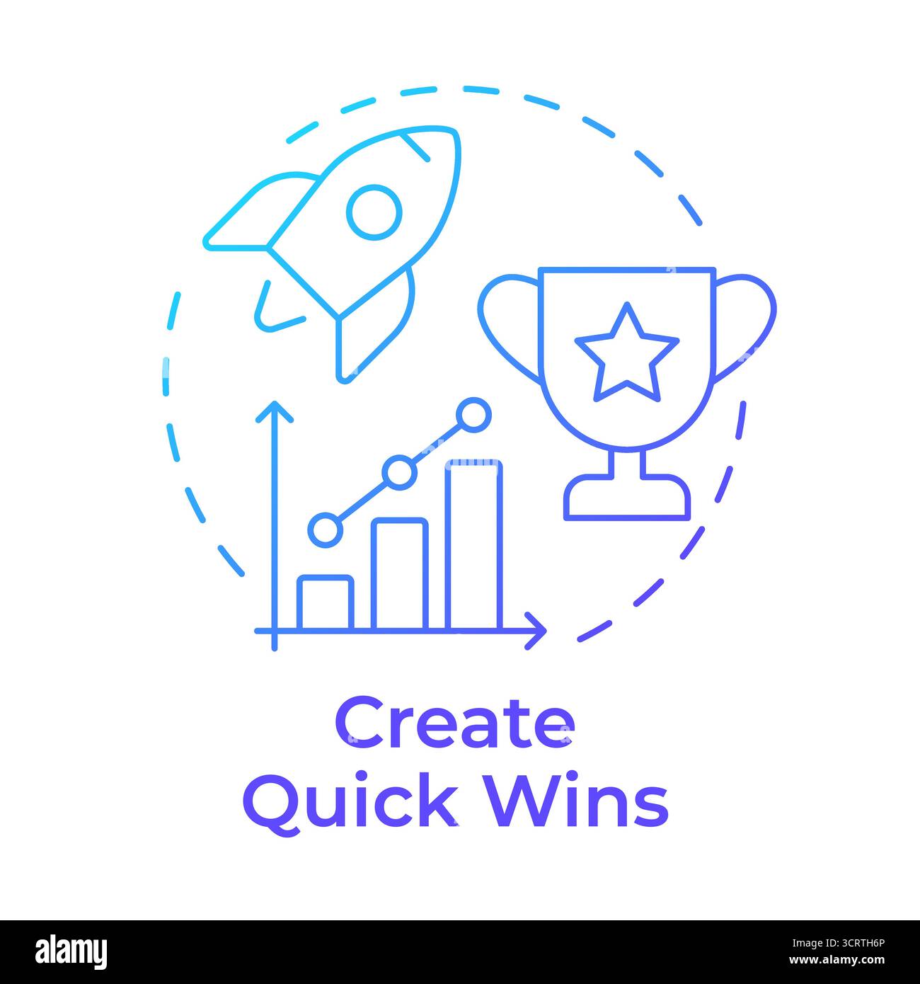 Create quick wins blue gradient concept icon Stock Vector