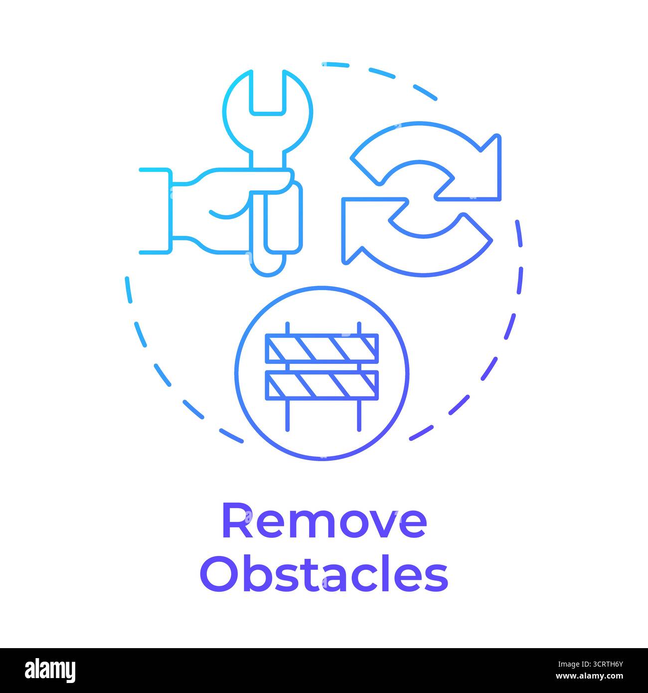Remove obstacles blue gradient concept icon Stock Vector