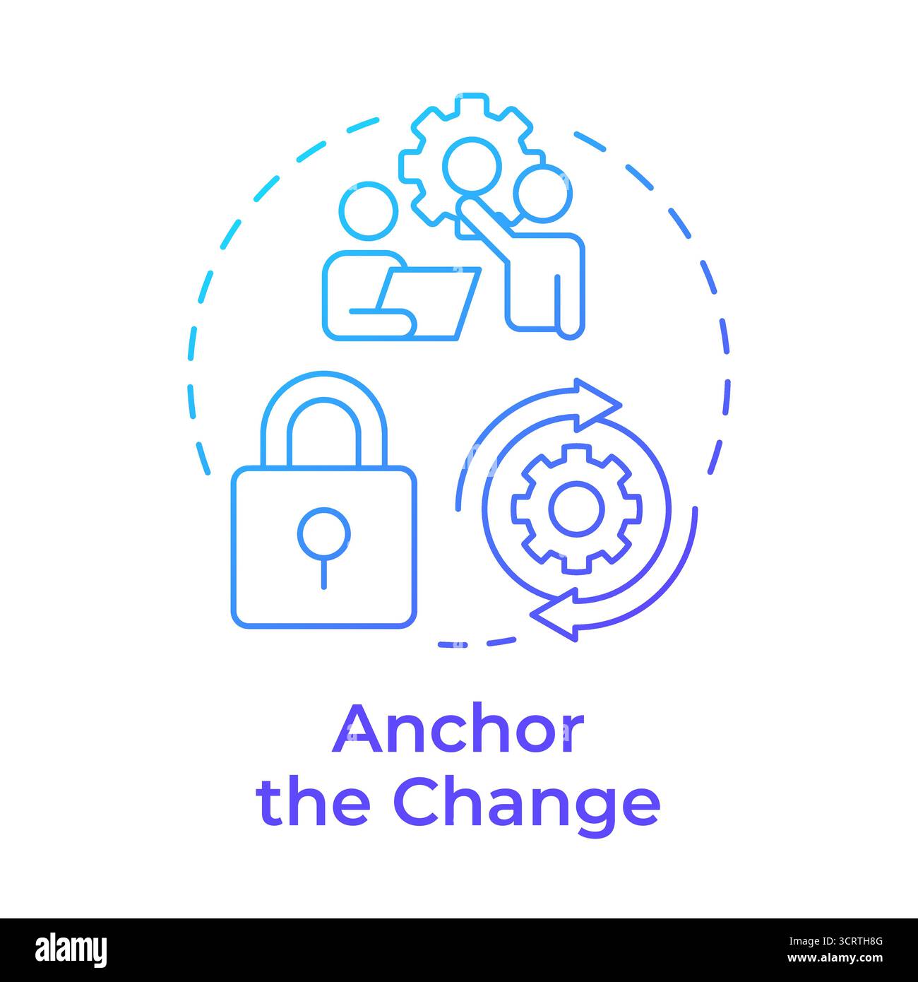 Anchor change blue gradient concept icon Stock Vector