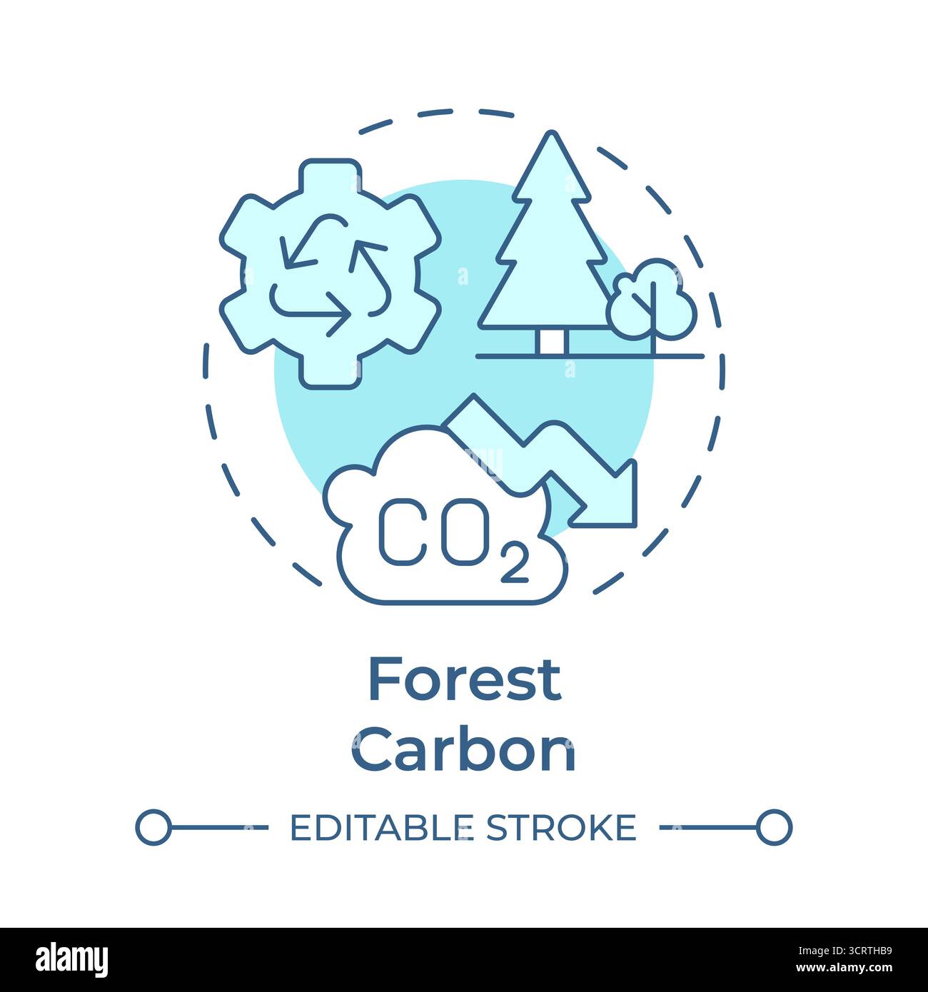 Forest carbon soft blue concept icon Stock Vector