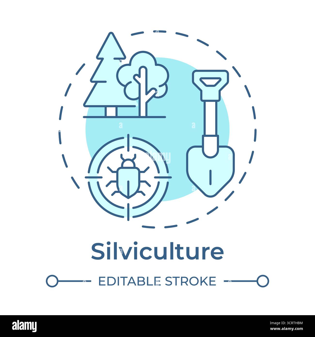 SIlviculture soft blue concept icon Stock Vector
