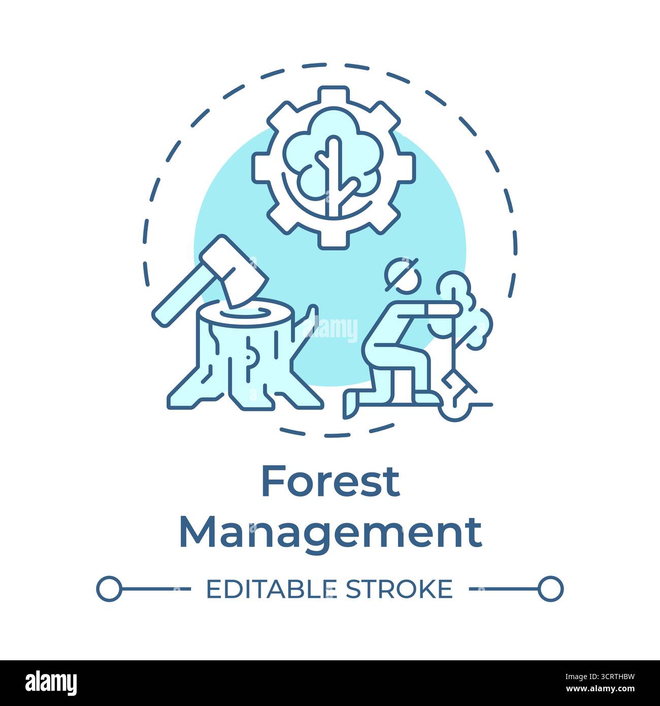 Forest management soft blue concept icon Stock Vector