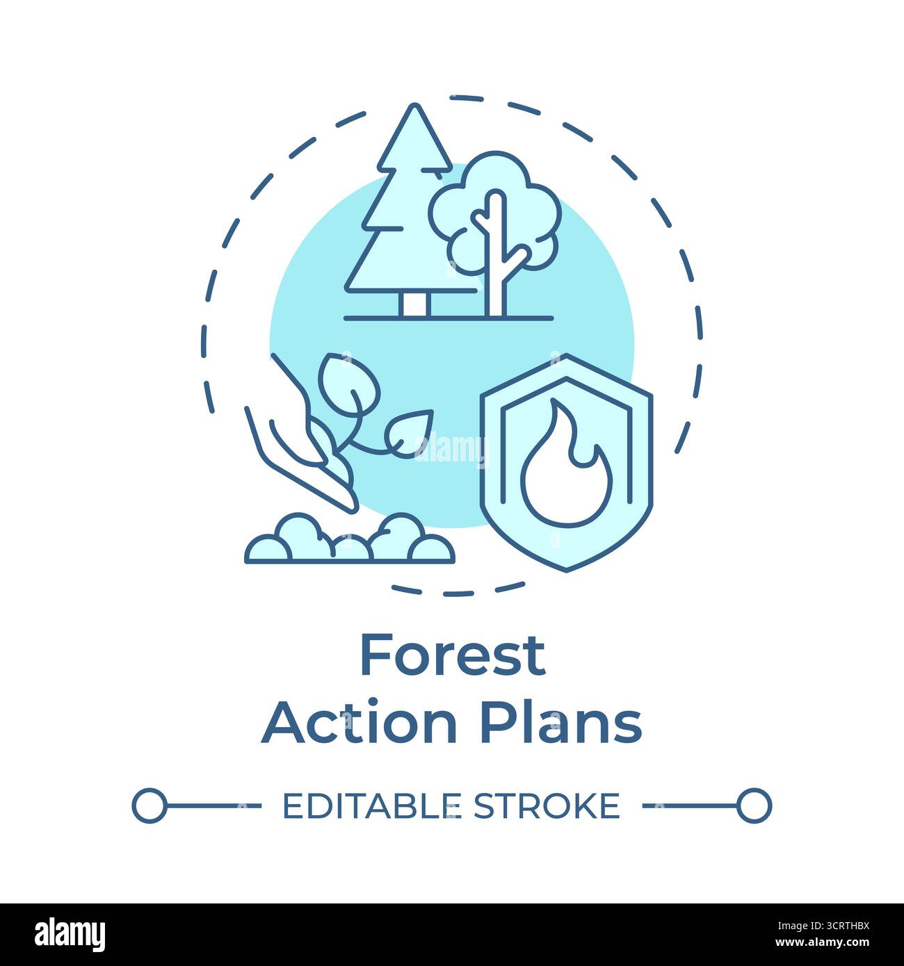 Forest action plans soft blue concept icon Stock Vector