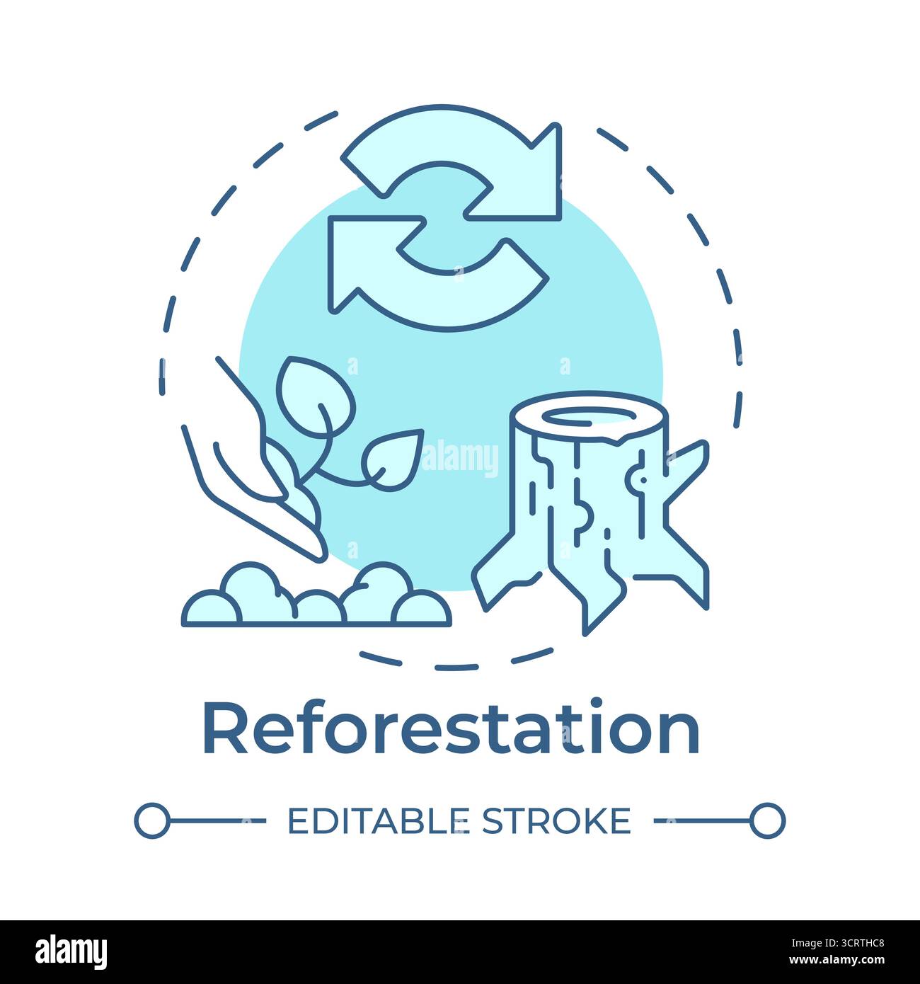 Reforestation soft blue concept icon Stock Vector