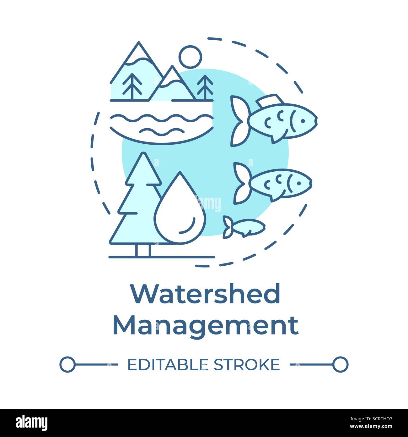 Watershed management soft blue concept icon Stock Vector