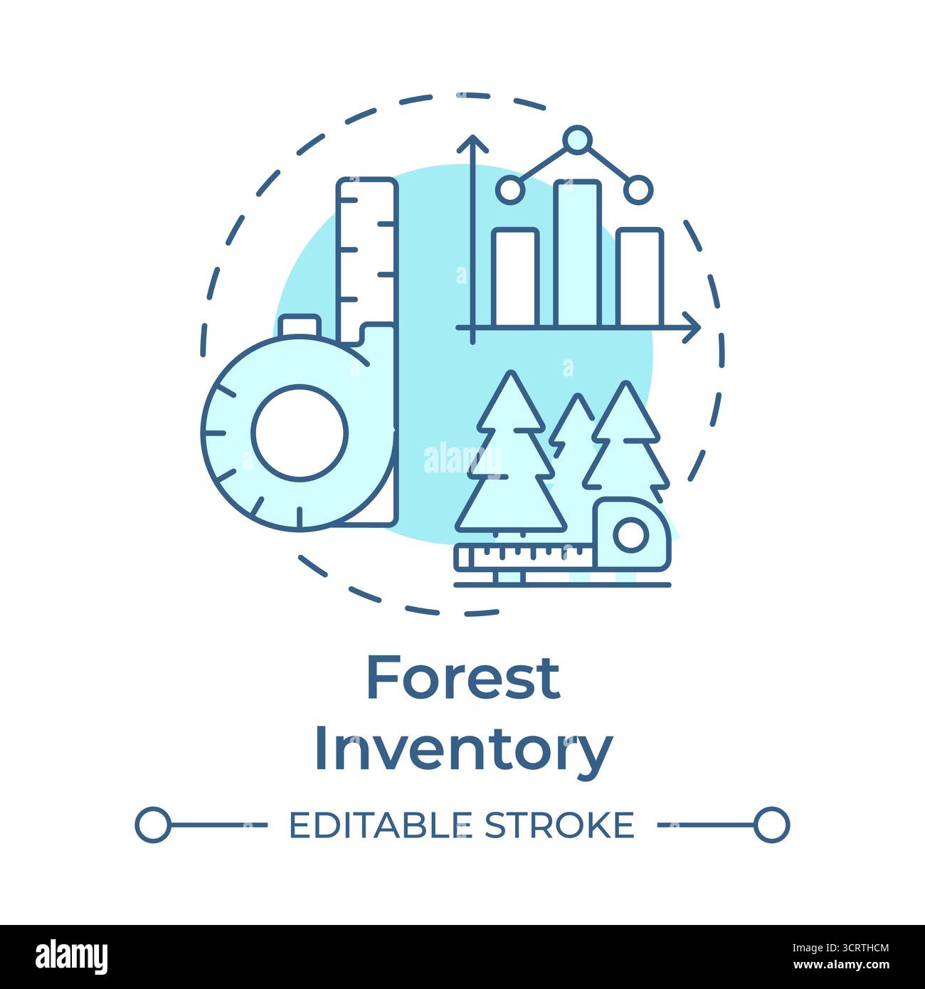 Forest inventory soft blue concept icon Stock Vector