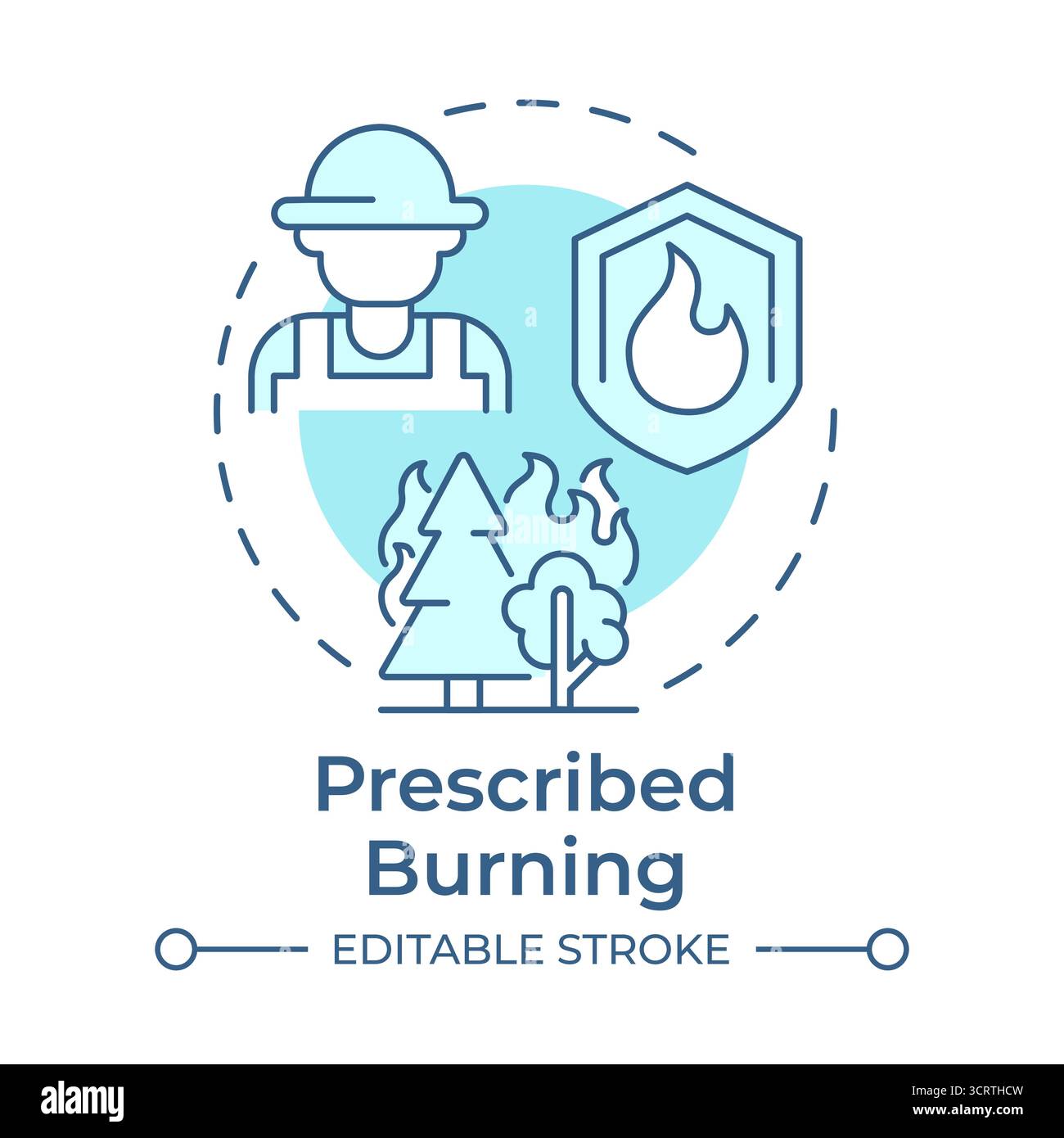 Prescribed burning soft blue concept icon Stock Vector