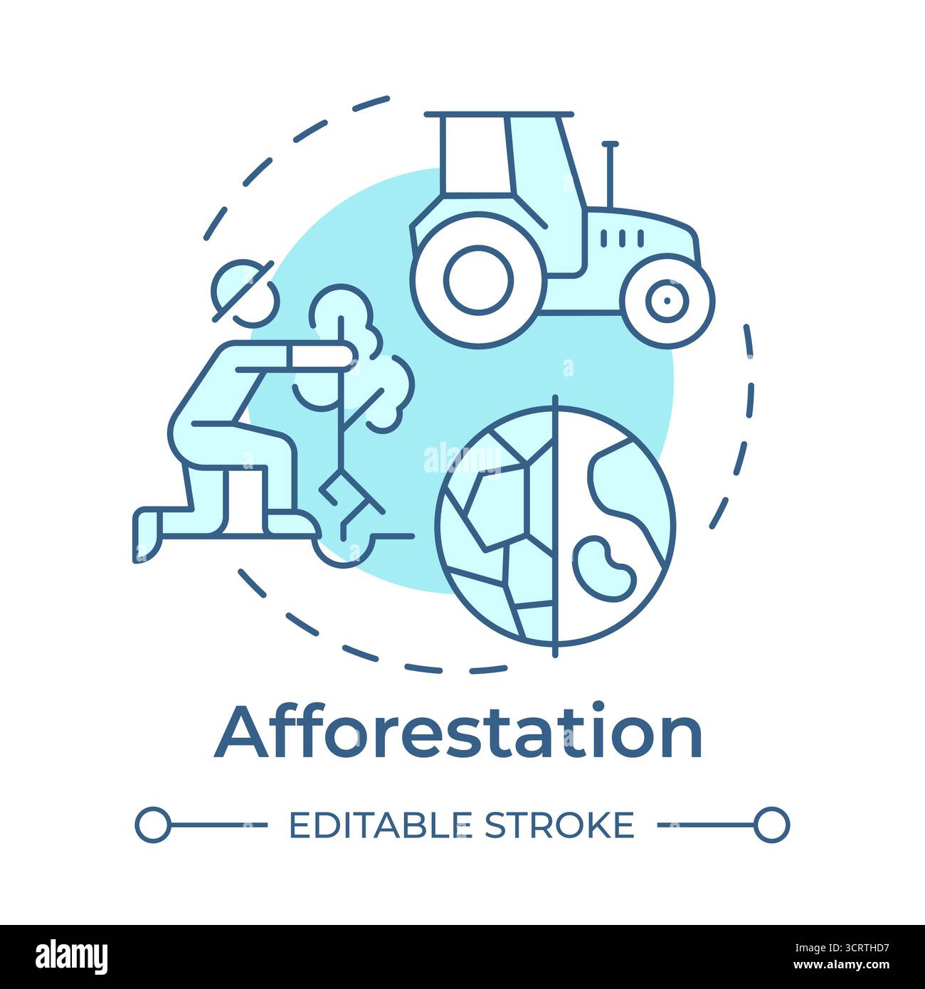 Afforestation soft blue concept icon Stock Vector